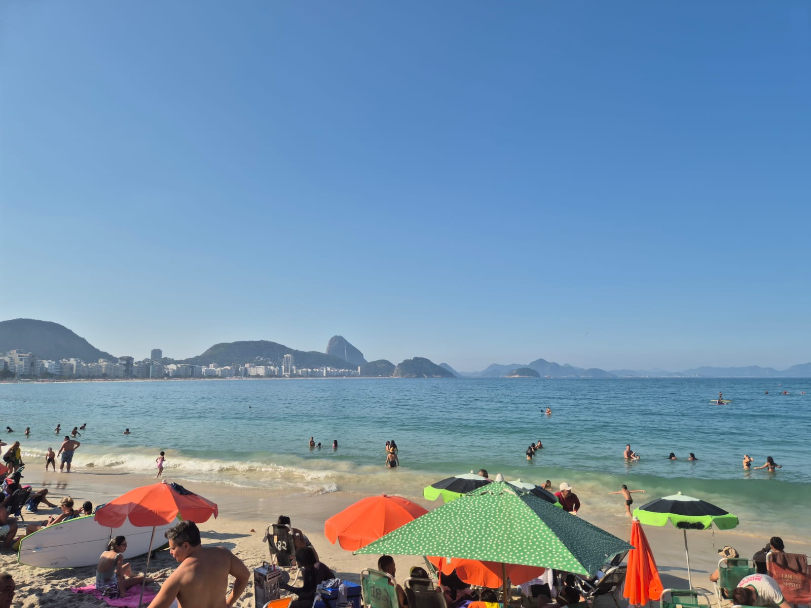 Praia de Copacabana - Vista para Forte do Leme e Pão de Açúcar